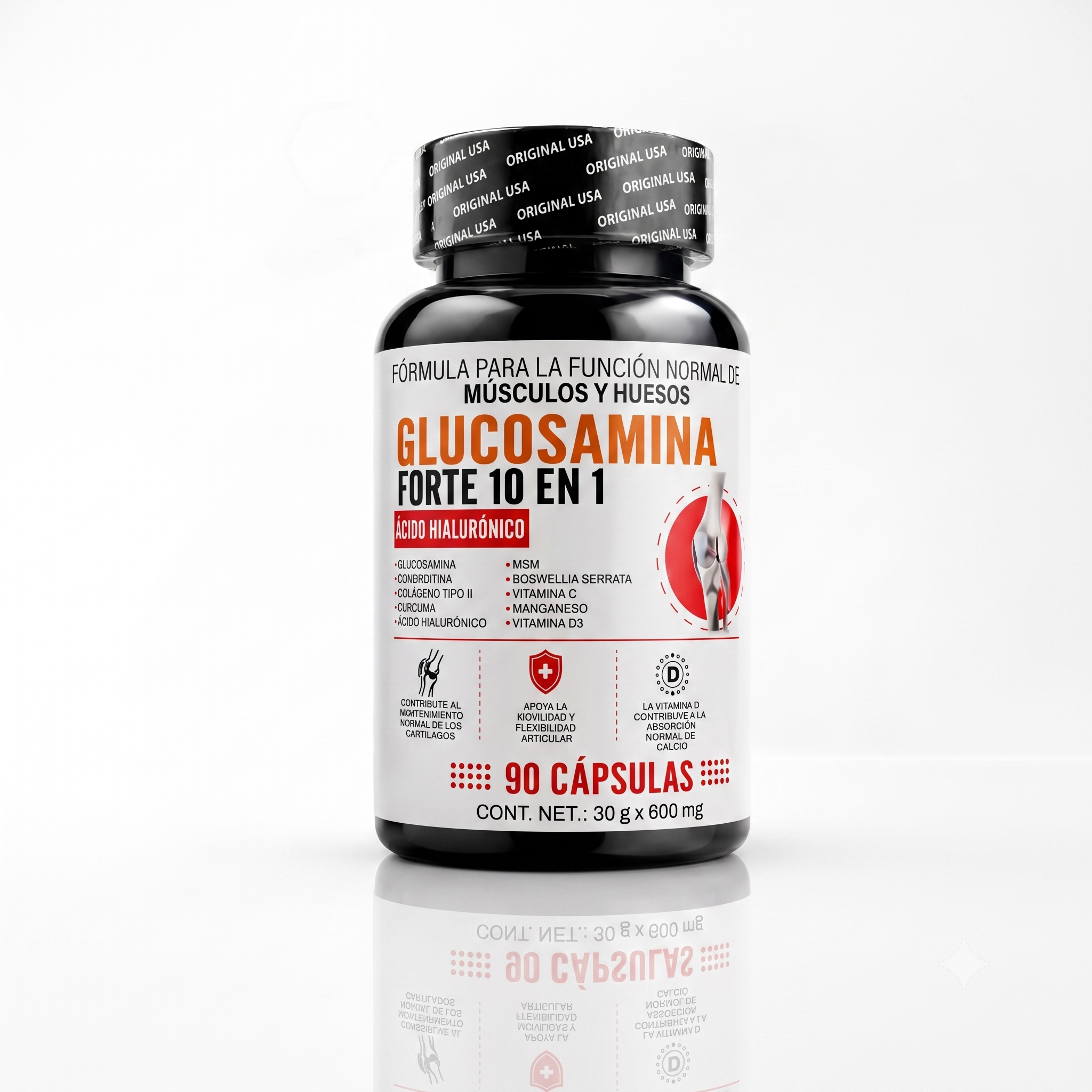 Glucosamina Forte 10 en 1 | Alivio Articular y Óseo (90 Cápsulas)